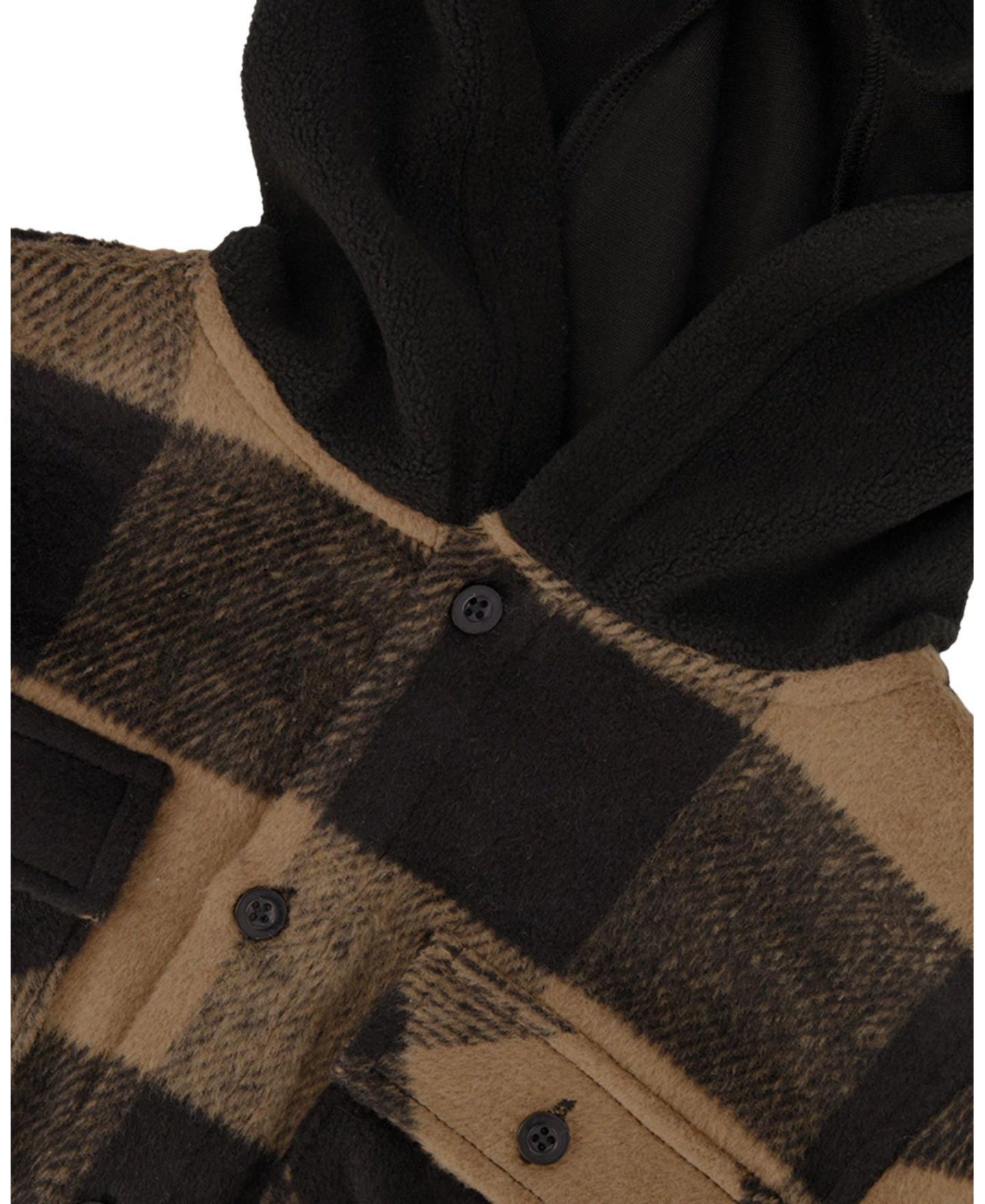 Рубашка Deux par Deux Flannel with Fleece Hood для мальчиков, цвет: Коричневый / Чёрный — фото 7