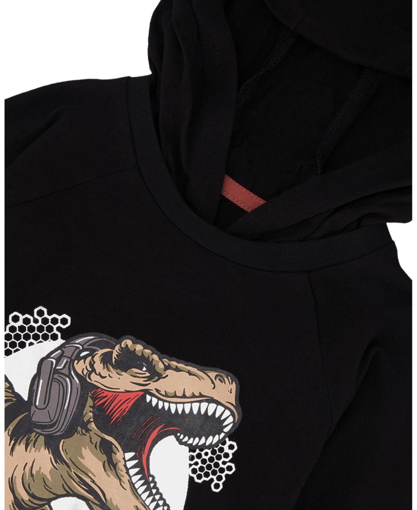 Футболка Deux par Deux Raglan Hooded для мальчиков, цвет: Чёрный / Коричневый — фото 3