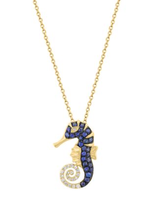 Diamond and Sapphire Pendant (1/10 ct. t.w. Diamond, 1/4 ct. t.w. Sapphire) in 14k Yellow Gold