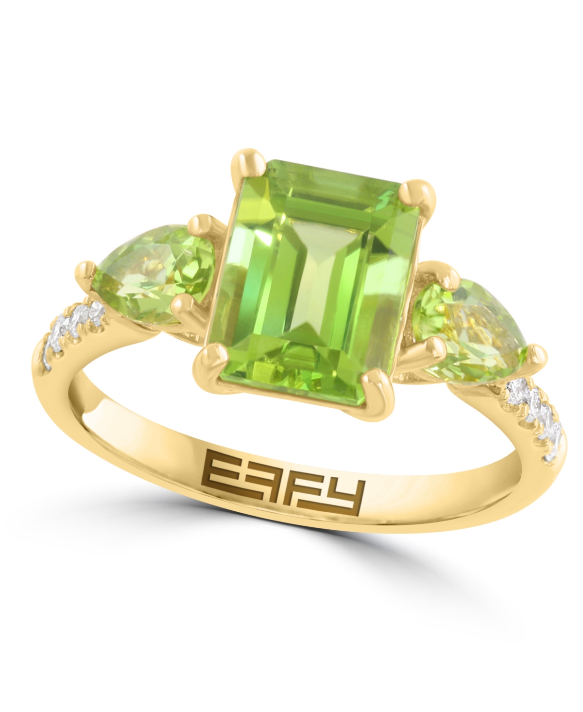 Effy Collection Peridot and Diamond Emerald and Pear-Cut Ring (6-3/4 ct. t.w.) in 14k Yellow Gold