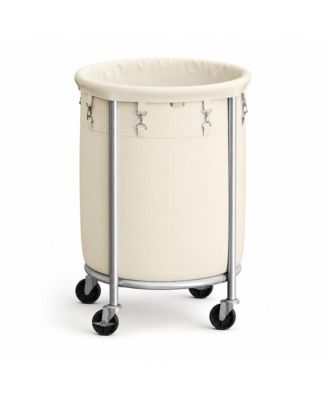 29 Gal Round Laundry Basket with 2 Locking Wheels and Liner