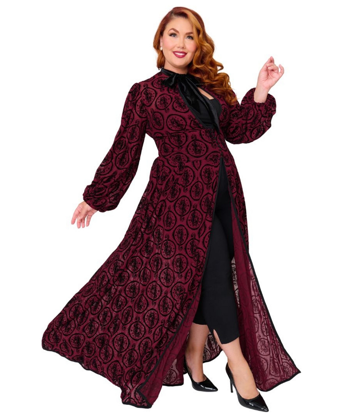 Unique Vintage Plus Size Three Quarter Sleeved Starlet Duster