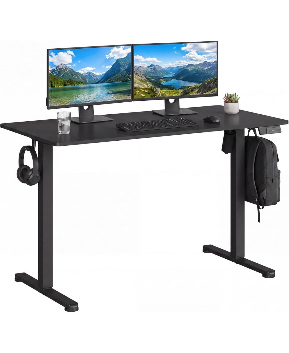 homfan Electric Standing Desk 40 x 24 Inch, Height Adjustable Sit Stand Desk with 3 Memory Presets, Home Office Computer Desk - Black