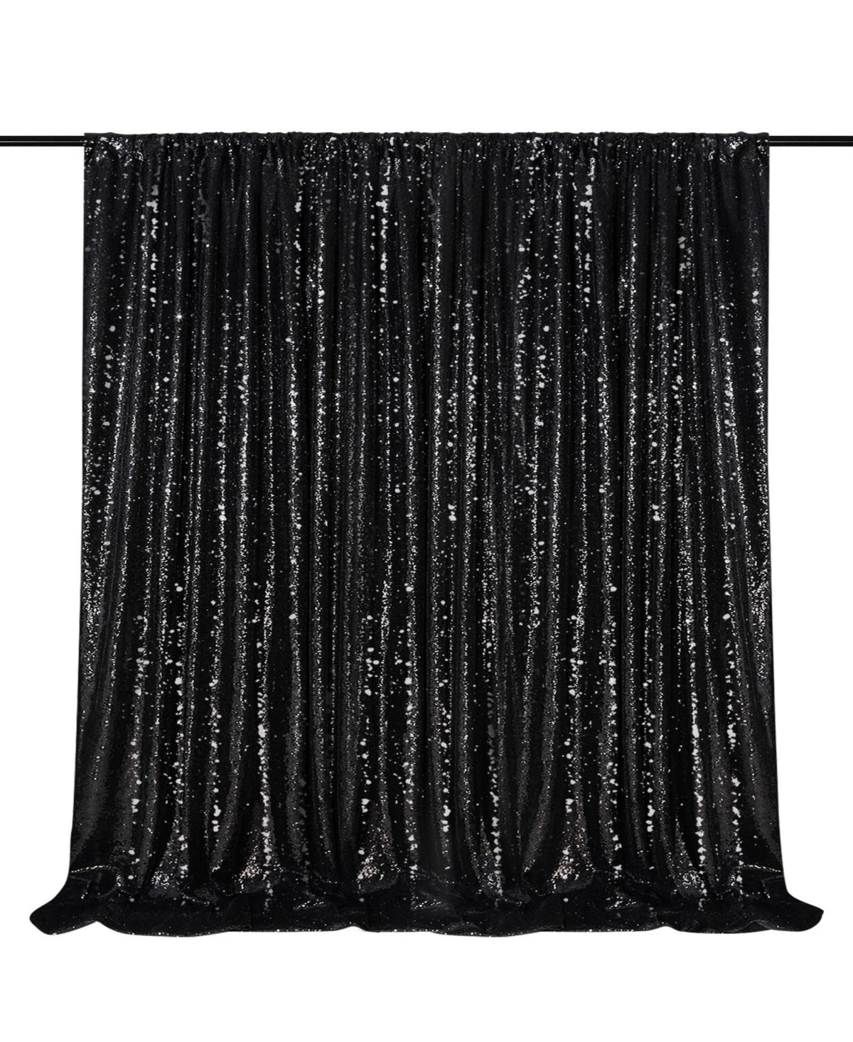 Aeelike Gold Sequin Backdrop Curtain Shiny Party Decorations - Black 10ft x 10ft