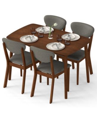 5-Piece Rectangular Dining Set with Upholstered Chairs