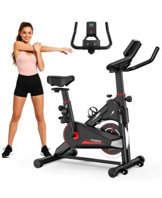 Indoor Exercise Bike, Adjustable Resistance Stationary Bike with Quiet Flywheel and Comfortable Seat, for Home Gym Living Room Workout