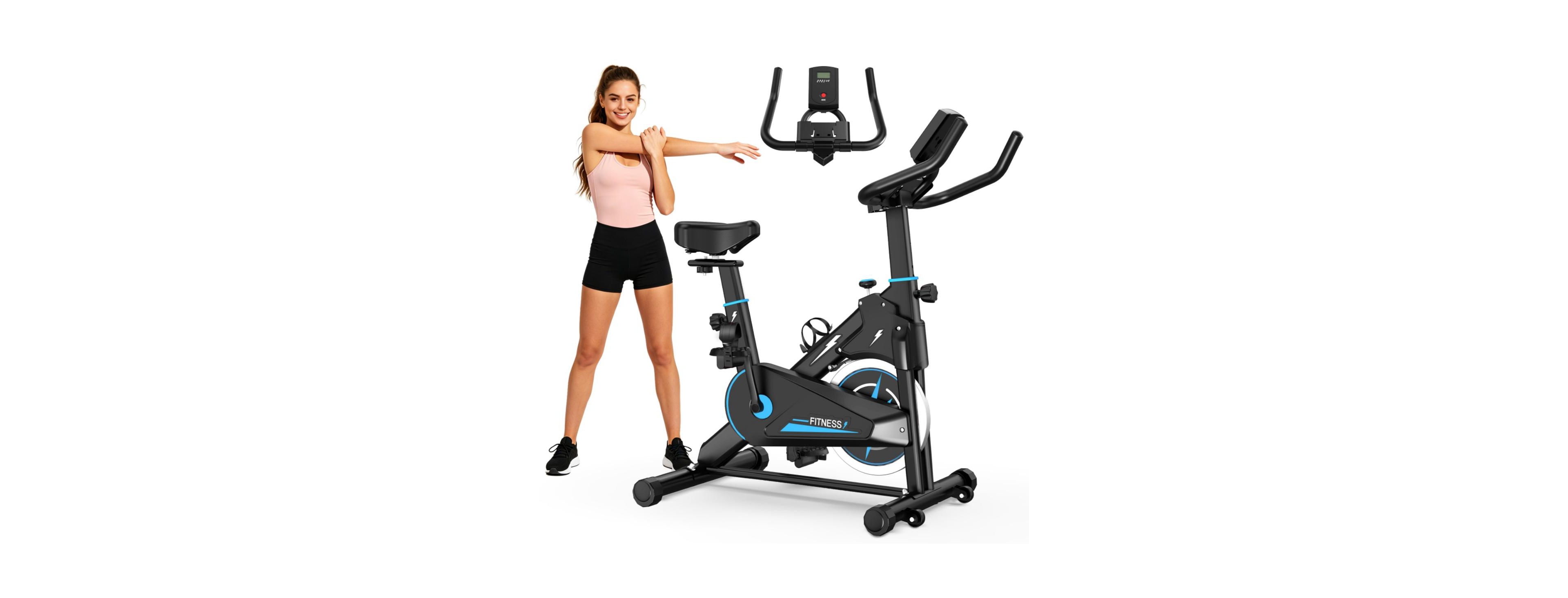 ECHTPeak Indoor Exercise Bike, Adjustable Resistance Stationary Bike with Quiet Flywheel and Comfortable Seat, for Home Gym Living Room Workout