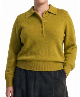 Plus Size US x Abisola Collared Balloon-Sleeve Pullover Sweater
