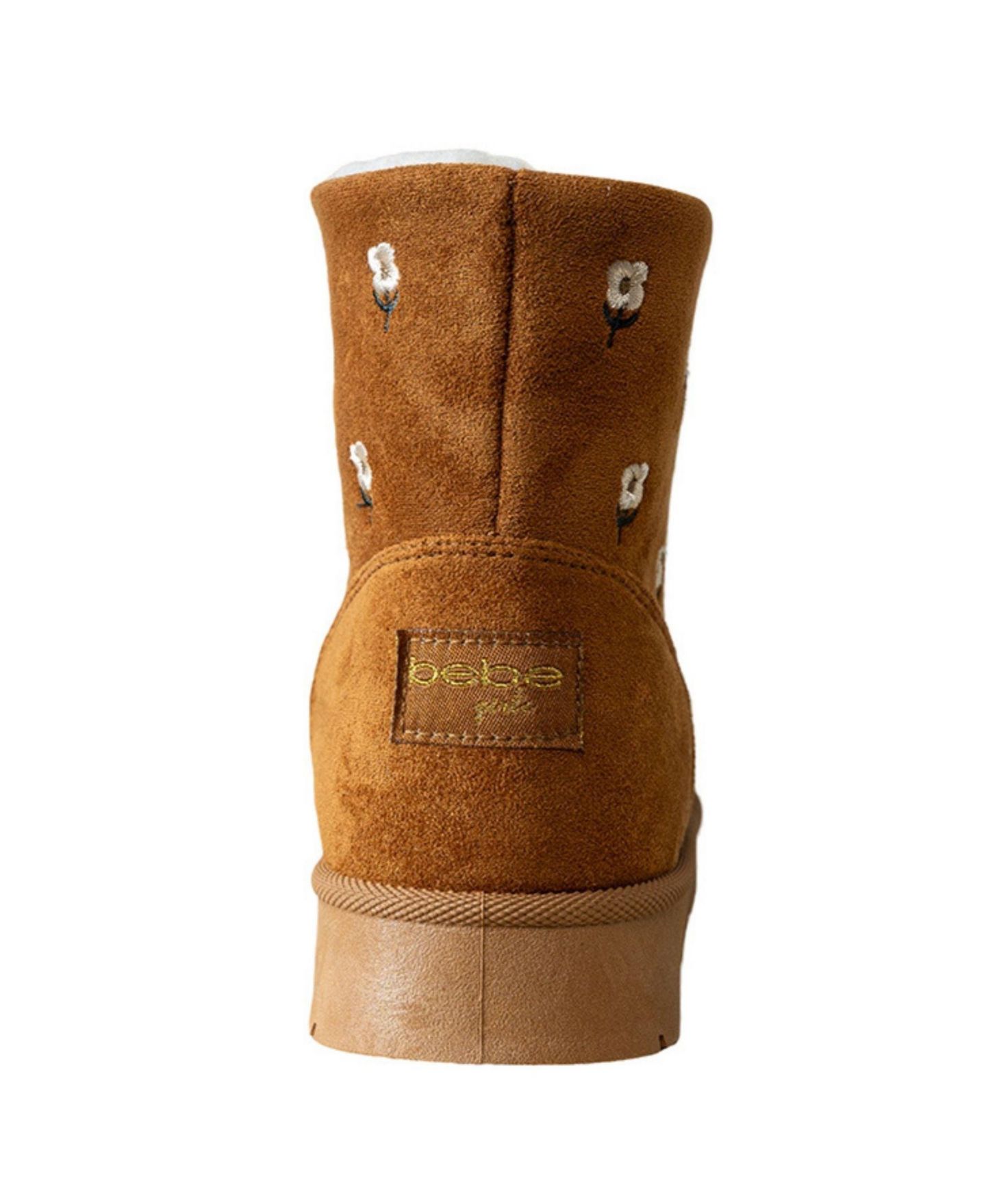 Ботинки Bebe Cozy Floral-Embroidered Rounded Toe Boots для девочек, цвет: Коньячный — фото 5
