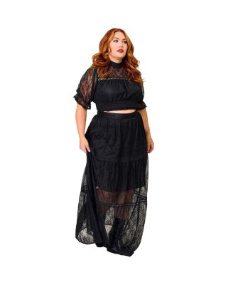 Plus Size Tiered Lace Maxi Skirt
