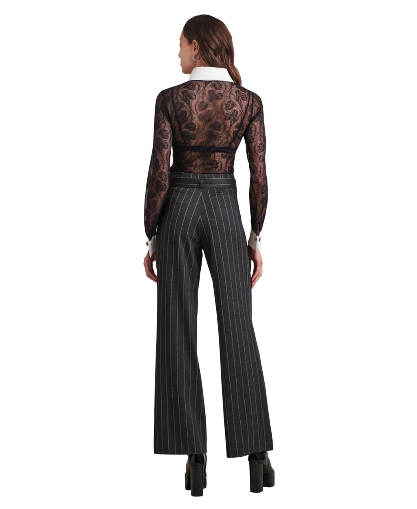 Женская рубашка Anne Fontaine Yvonna Long-Sleeve Lace French-Cuff, цвет: Чёрный — фото 3