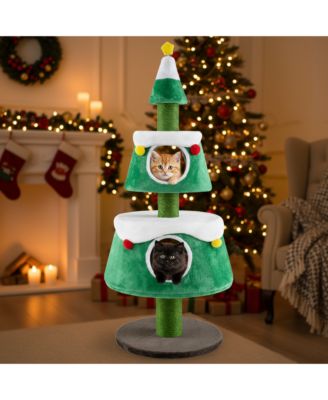 Christmas Cat Tree with 2 Condos for Large and Small Indoor Cats