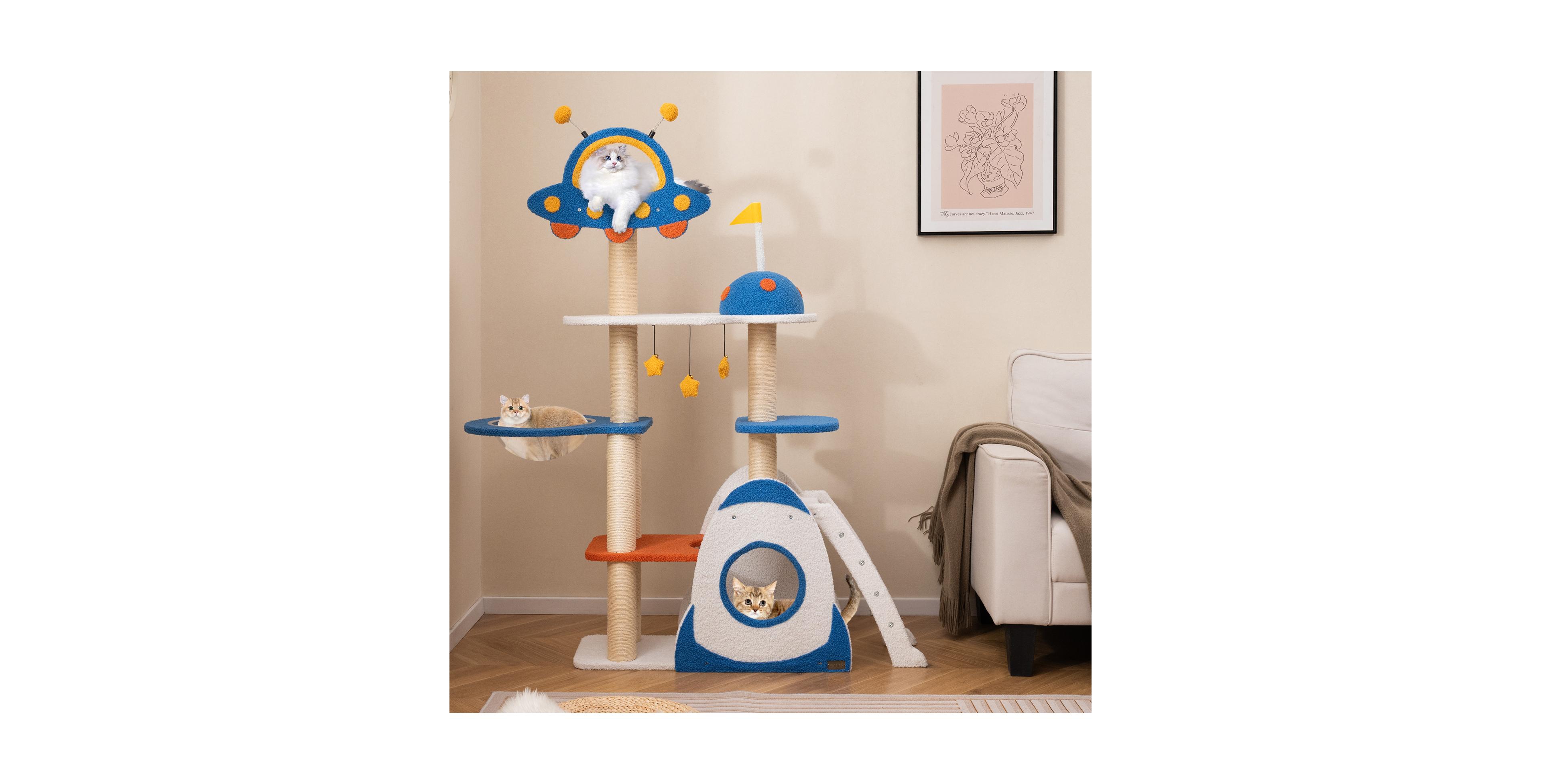 Zeny Space Theme Cat Tree Multi-Level Tower with Sisal Covered Posts