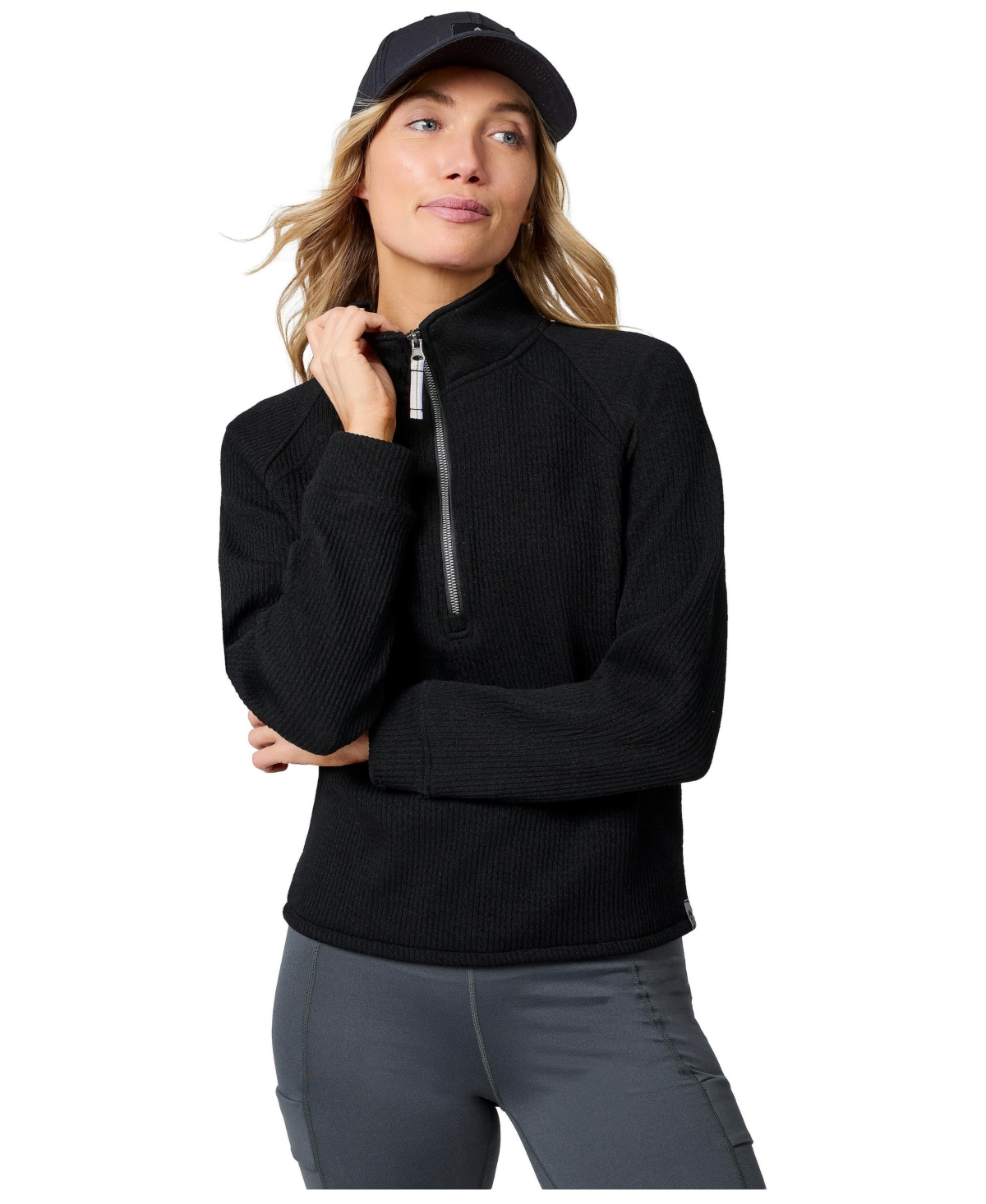 Free Country Women's Ripple Knit Half Zip Top