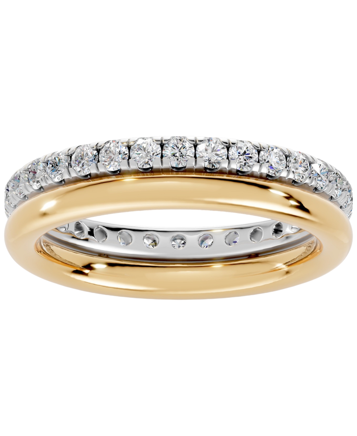 Macy's Diamond Round-Cut Eternity Band Ring (1 ct. t.w.) in 14k Yellow and White Gold - Two-Tone