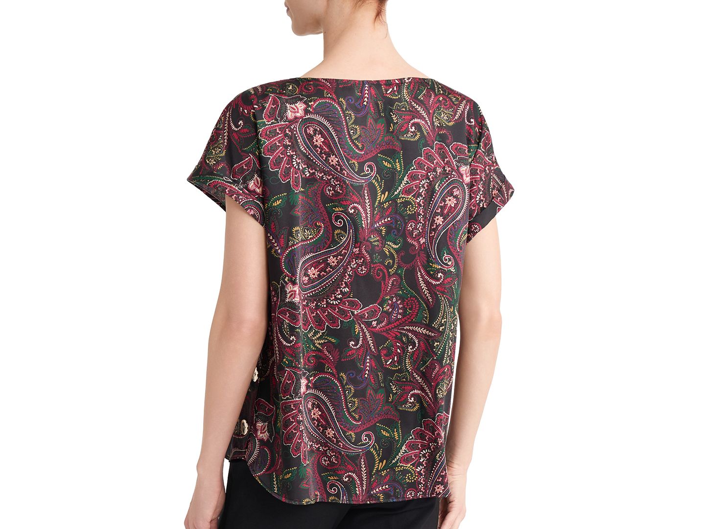 Женская блузка Jones New York Boat Neck Short-Sleeve Paisley Print, цвет: Чёрный — фото 3