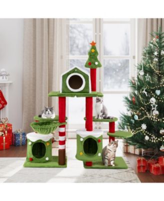 58 Inch Cat Tree Tower Multi-Level Climbing and Jumping with Condos
