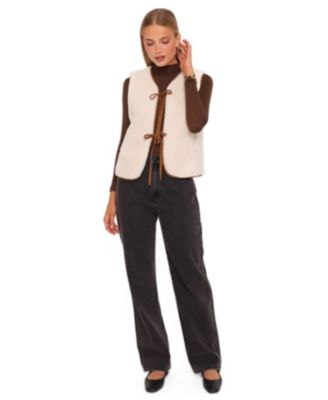 Women's Laila Tie Front Lined Shearling Vest