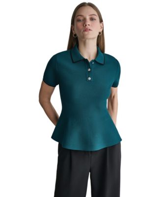 Women's Peplum Polo Short-Sleeve Top