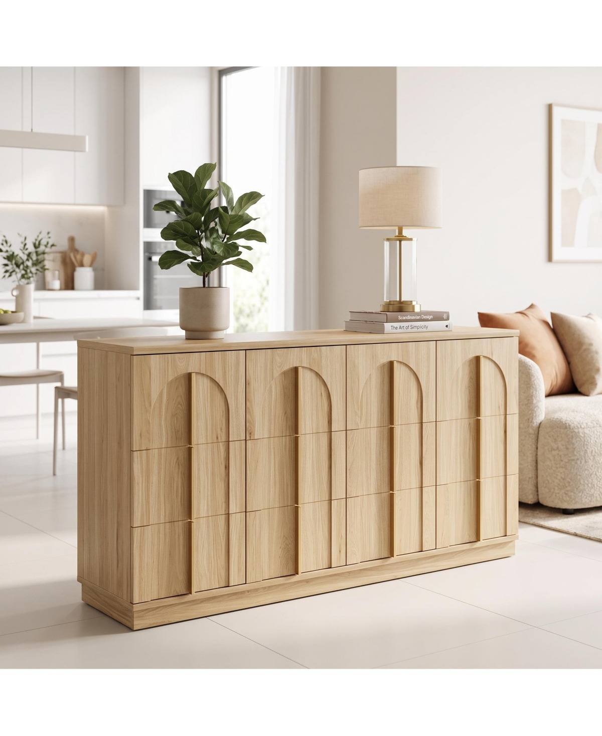 Gaomon Arched 4-Door Sideboard Buffet Cabinet with Storage, Farmhouse