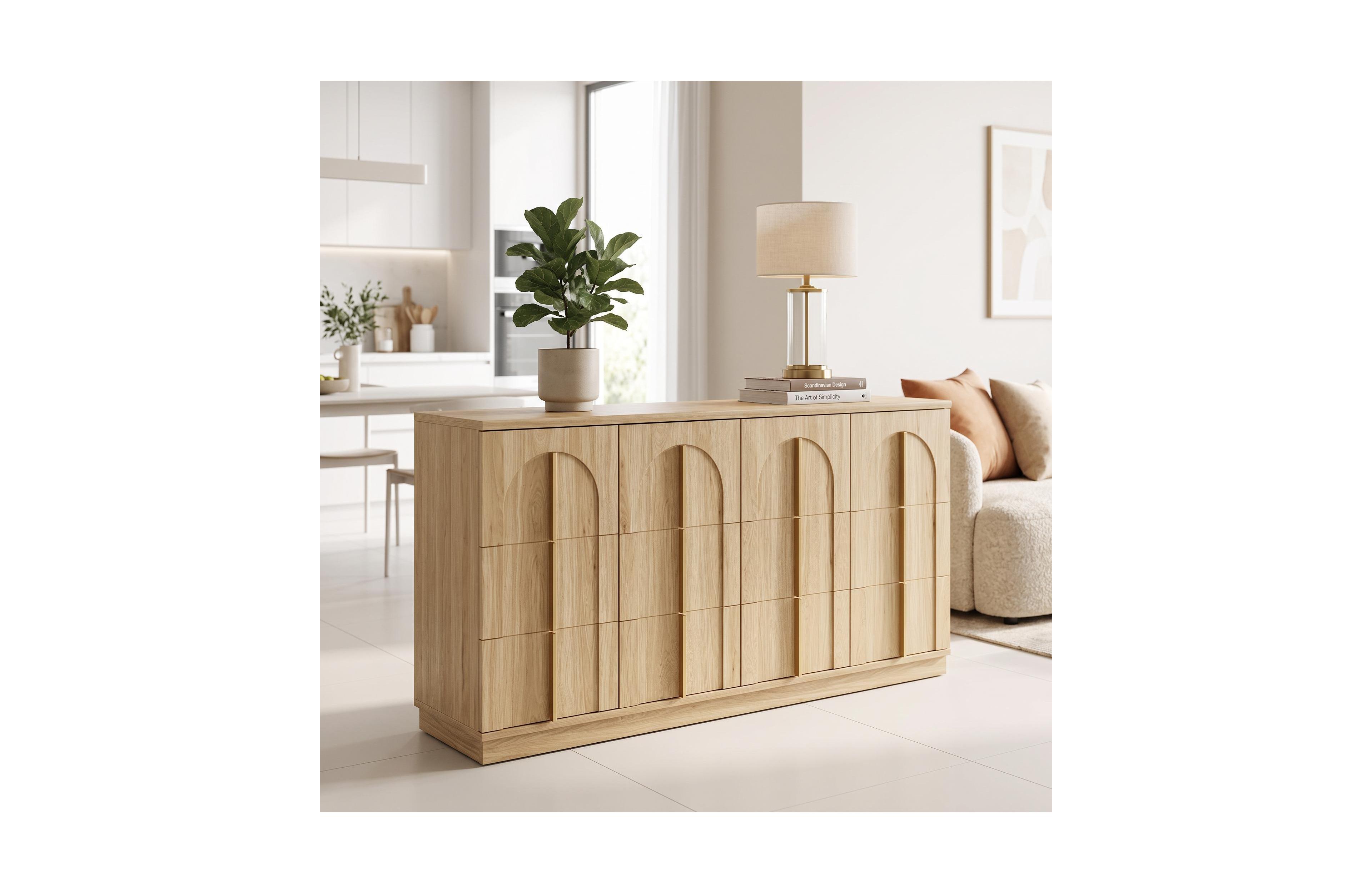 Gaomon Arched 4-Door Sideboard Buffet Cabinet with Storage, Farmhouse