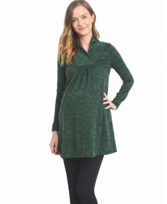 Maternity Shawl-Collar Long-Sleeve Loose-Fit Rayon-Blend Sweater