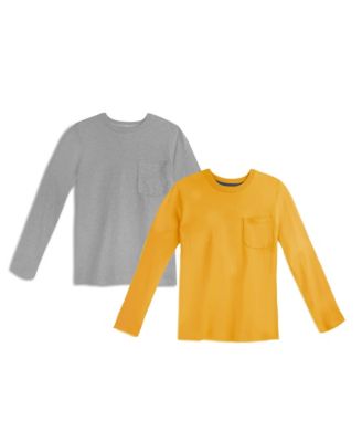 Boys' and Girls' Long-Sleeve Pocket Slim T-Shirt, 2-Pack