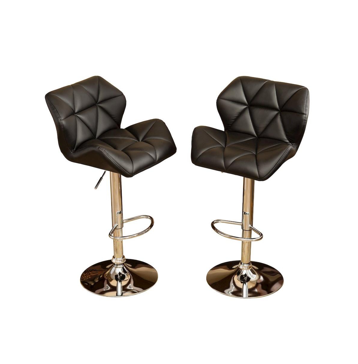 Roundhill Furniture Glasgow Contemporary Tufted Adjustable Height Black Bar Stools, Set of 2 - Black