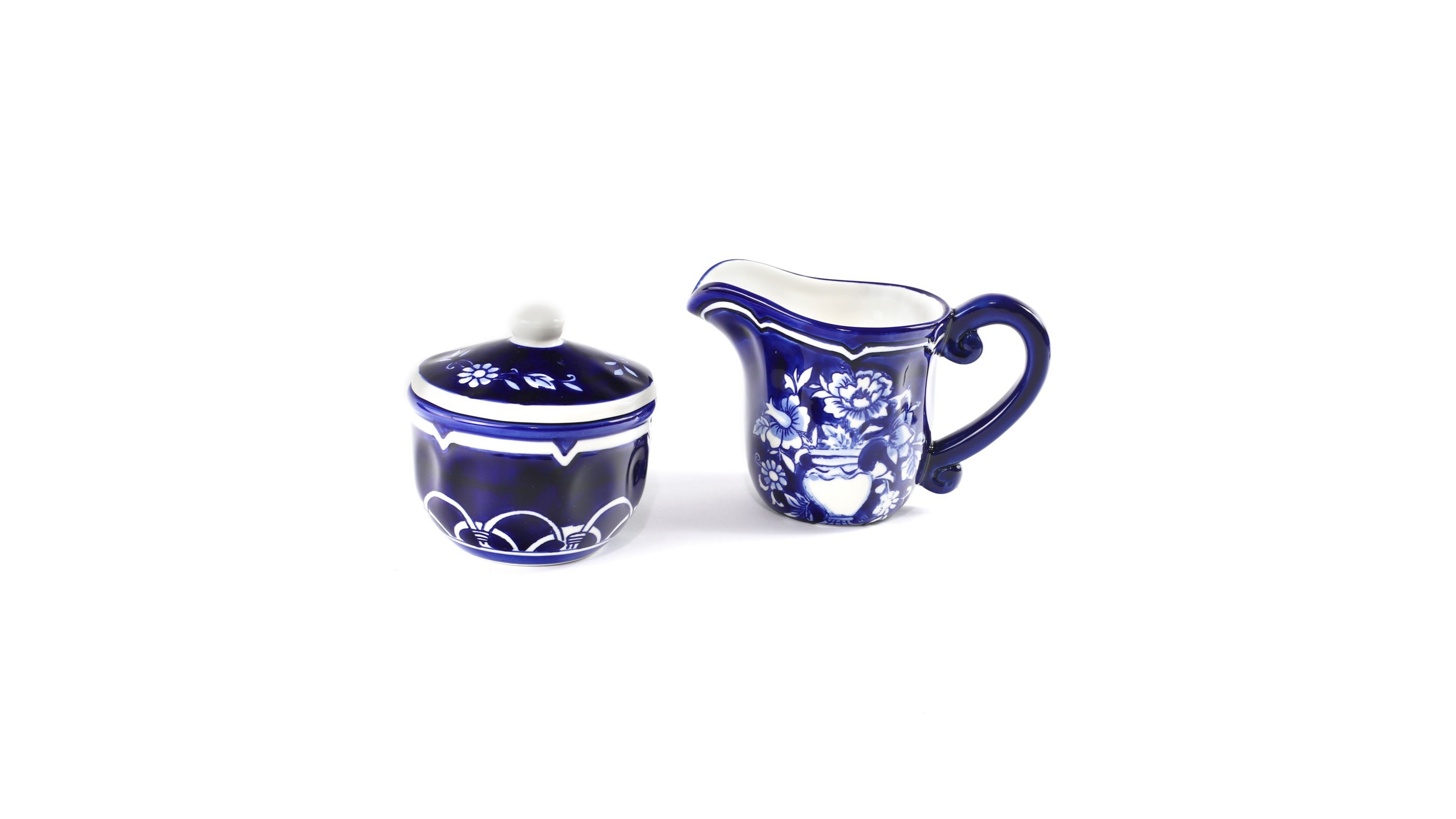 Euro Ceramica Blue Garden Sugar & Creamer Set