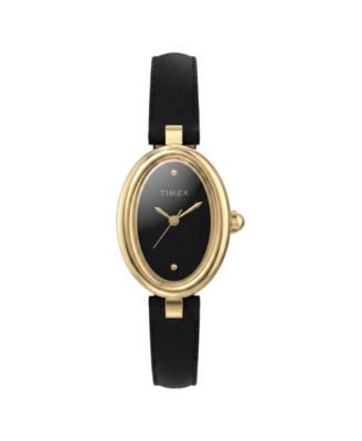Women's Quartz Cavatina Analog Black Leather Watch 22 mm