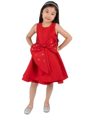Girls' 5-6X Crystal-Embellished Cascading Bow Fit & Flare Dress