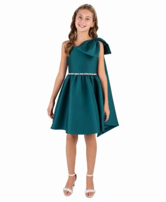 Girls' 7-16 Mikado Bow-Shoulder Fit & Flare Special Occasion Dress