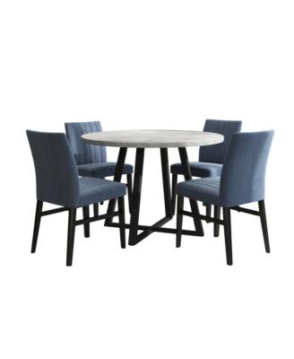 Edo 5-Piece Dining Set, Round Trestle Table and 4 Chairs