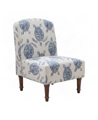 Turtle-Print Upholstered Armless Slipper Chair with Turned Wood Legs Accent Chair