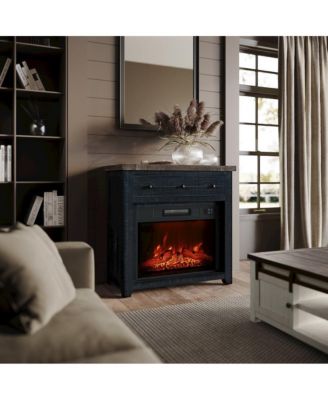 Solid Wood Rustic Farmhouse Electric Fireplace Console TV Stand, Madison County