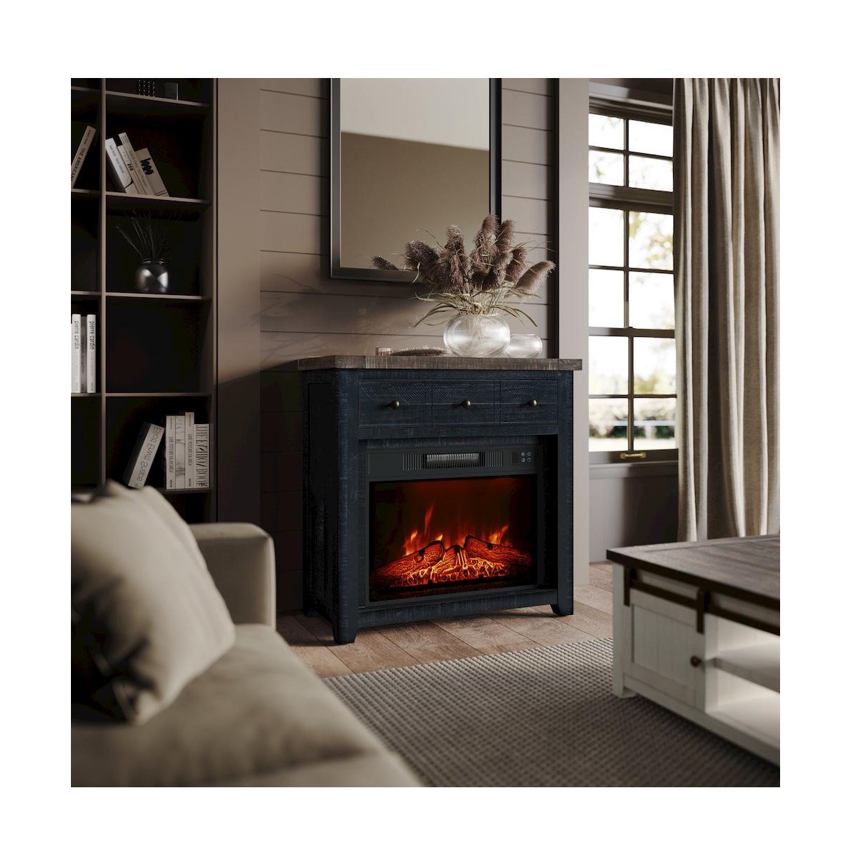 Jofran Solid Wood Rustic Farmhouse Electric Fireplace Console Tv Stand, Madison County