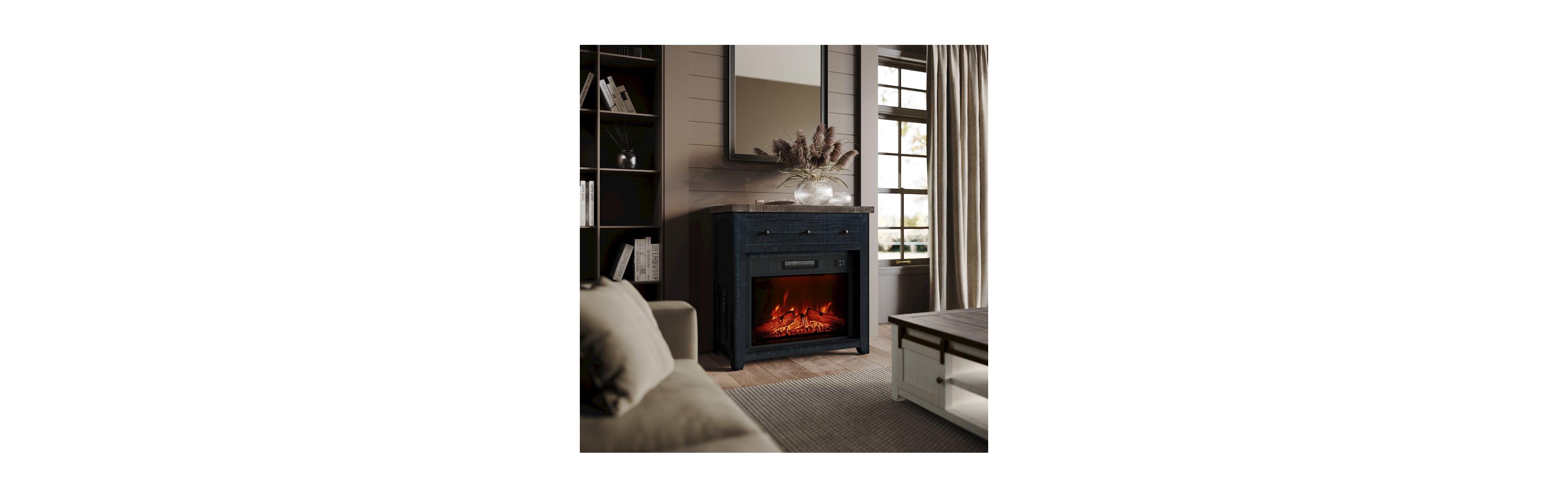 Jofran Solid Wood Rustic Farmhouse Electric Fireplace Console Tv Stand, Madison County