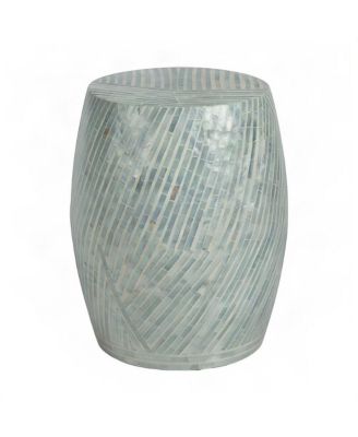 Mother of Pearl Mosaic Capiz Shell Round Drum Accent Side Table