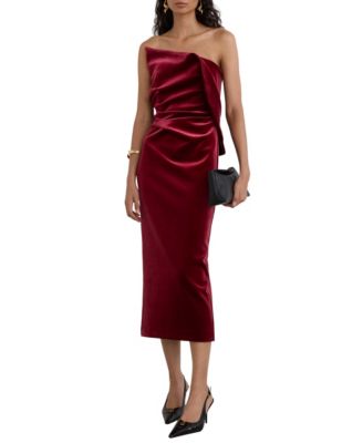 Women's Dasha One-Shoulder Velvet Midi Dress