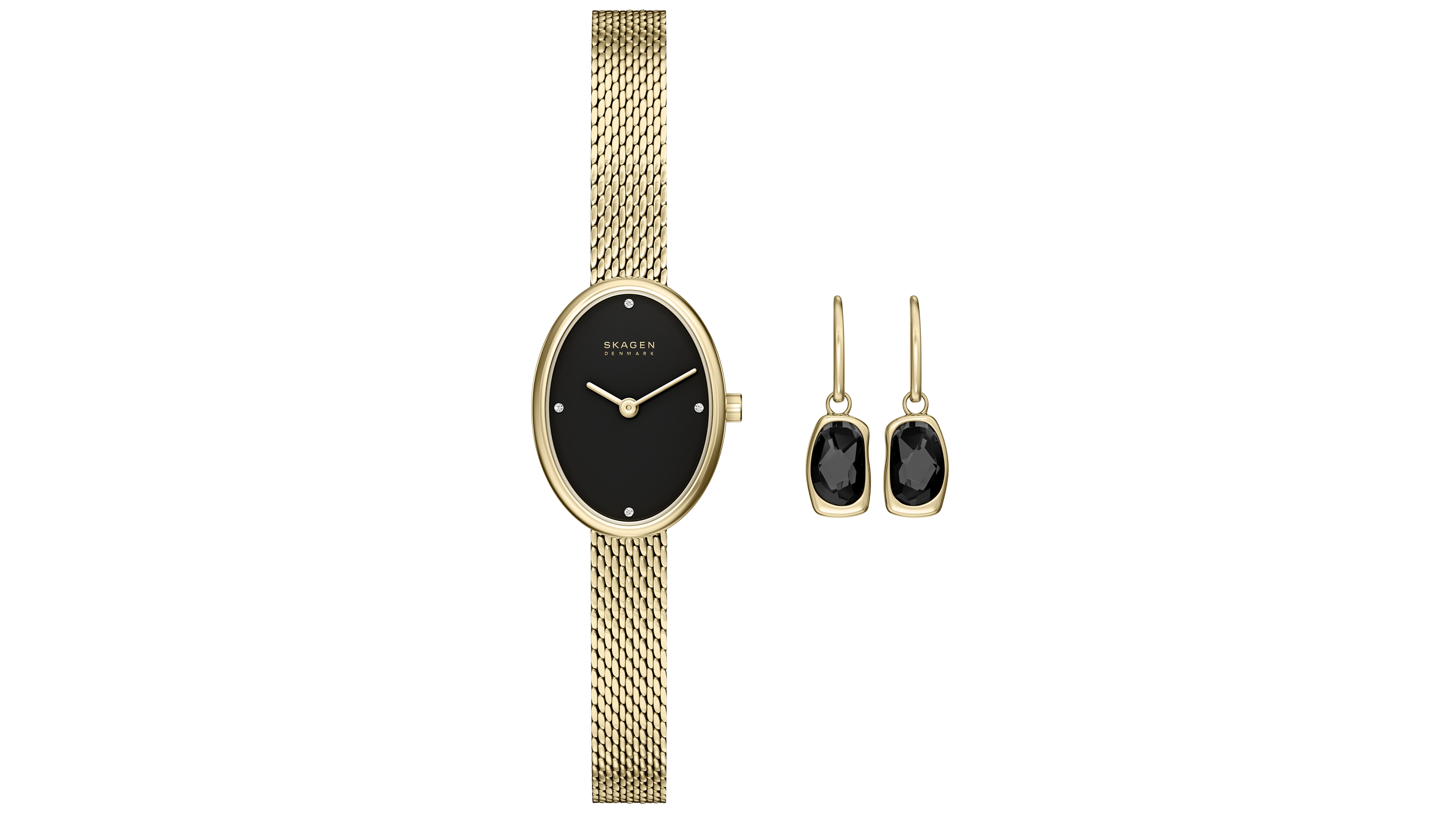 Skagen Women's Quartz Anita Oval Gold-Tone Stainless Steel Mesh Watch 20mm