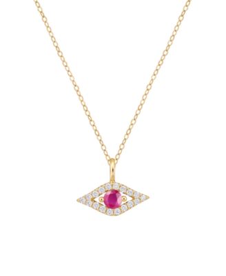 Ruby and Diamond Evil Eye Pendant (1/6 ct. t.w. Ruby, 1/10 ct. t.w. Diamond) in 14k Gold