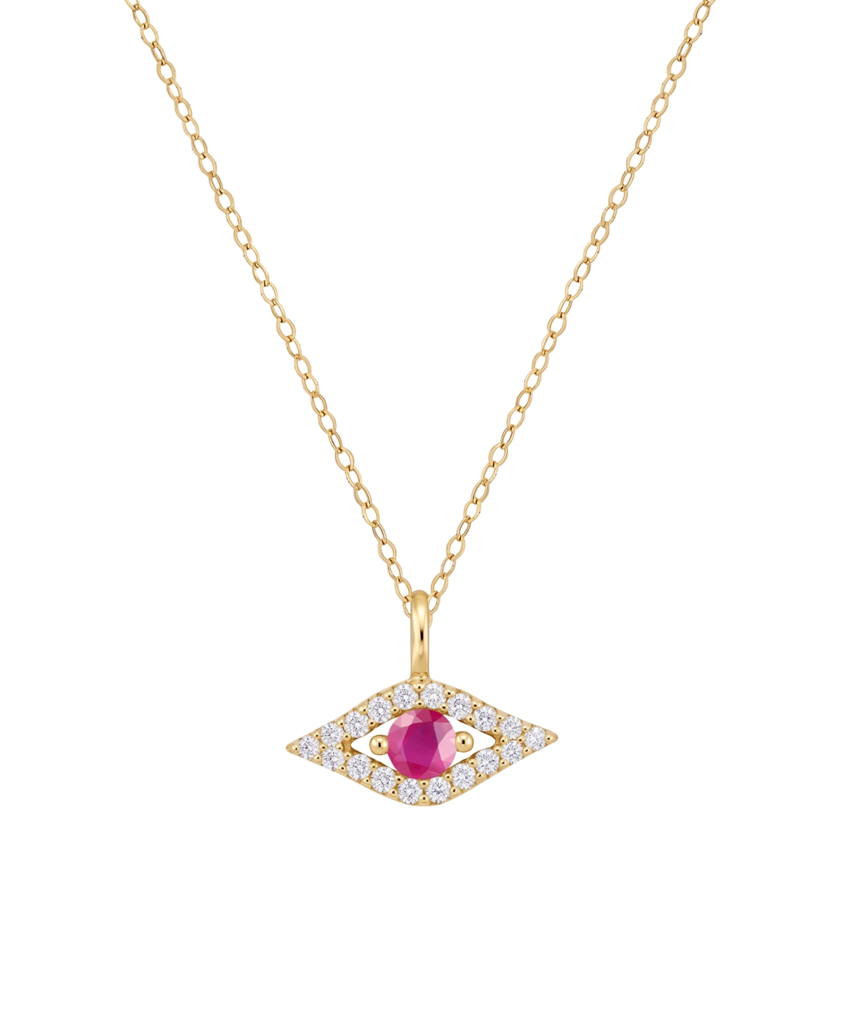 Macy's Ruby and Diamond Evil Eye Pendant (1/6 ct. t.w. Ruby, 1/10 ct. t.w. Diamond) in 14k Gold