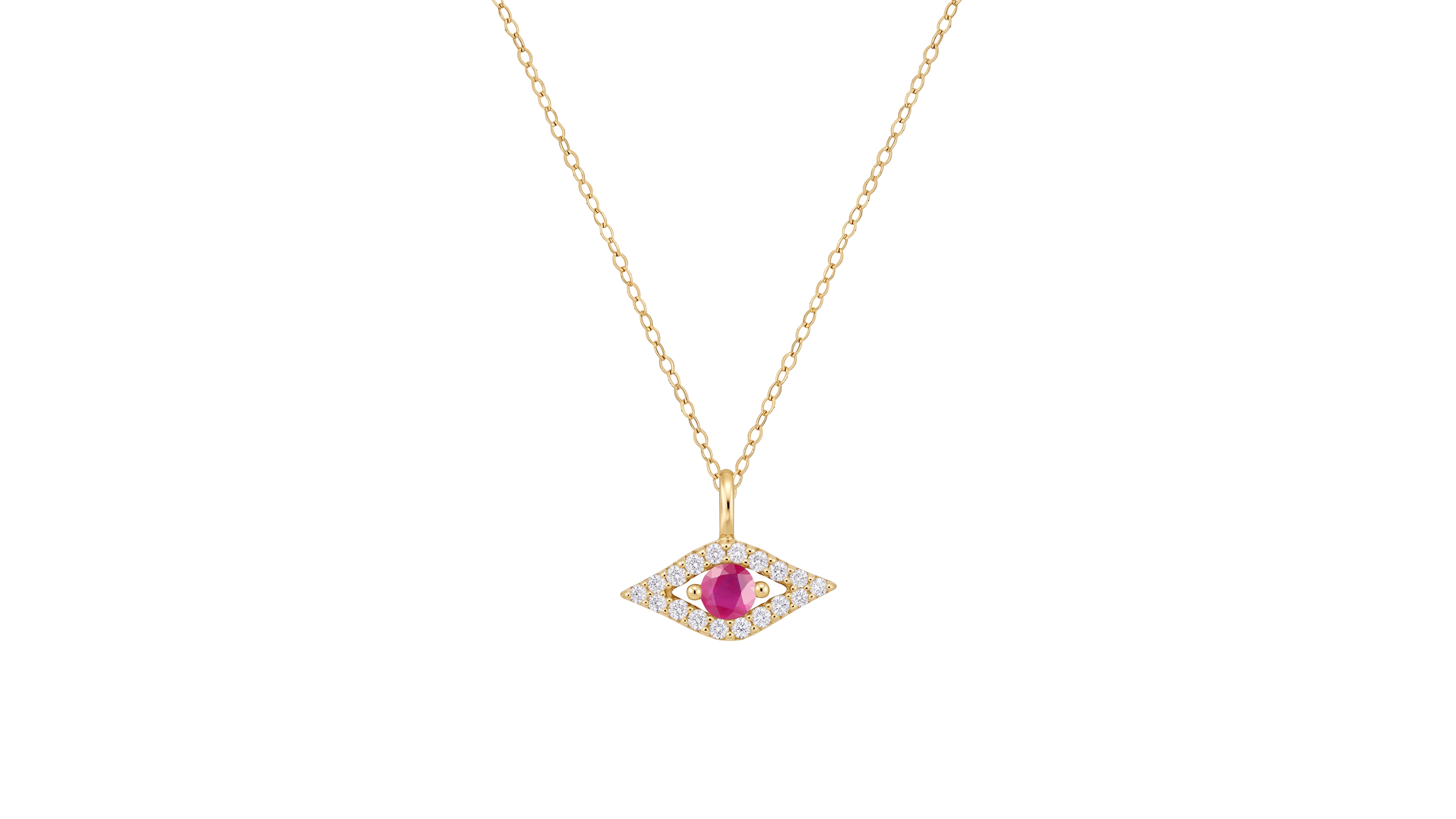 Macy's Ruby and Diamond Evil Eye Pendant (1/6 ct. t.w. Ruby, 1/10 ct. t.w. Diamond) in 14k Gold