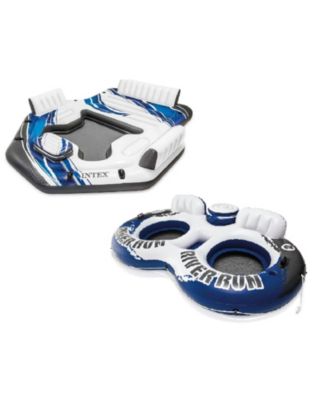 5 Seat Lounging Pool Float and 2 Seat Pool Tube Float w/ Cooler and Repair Kit