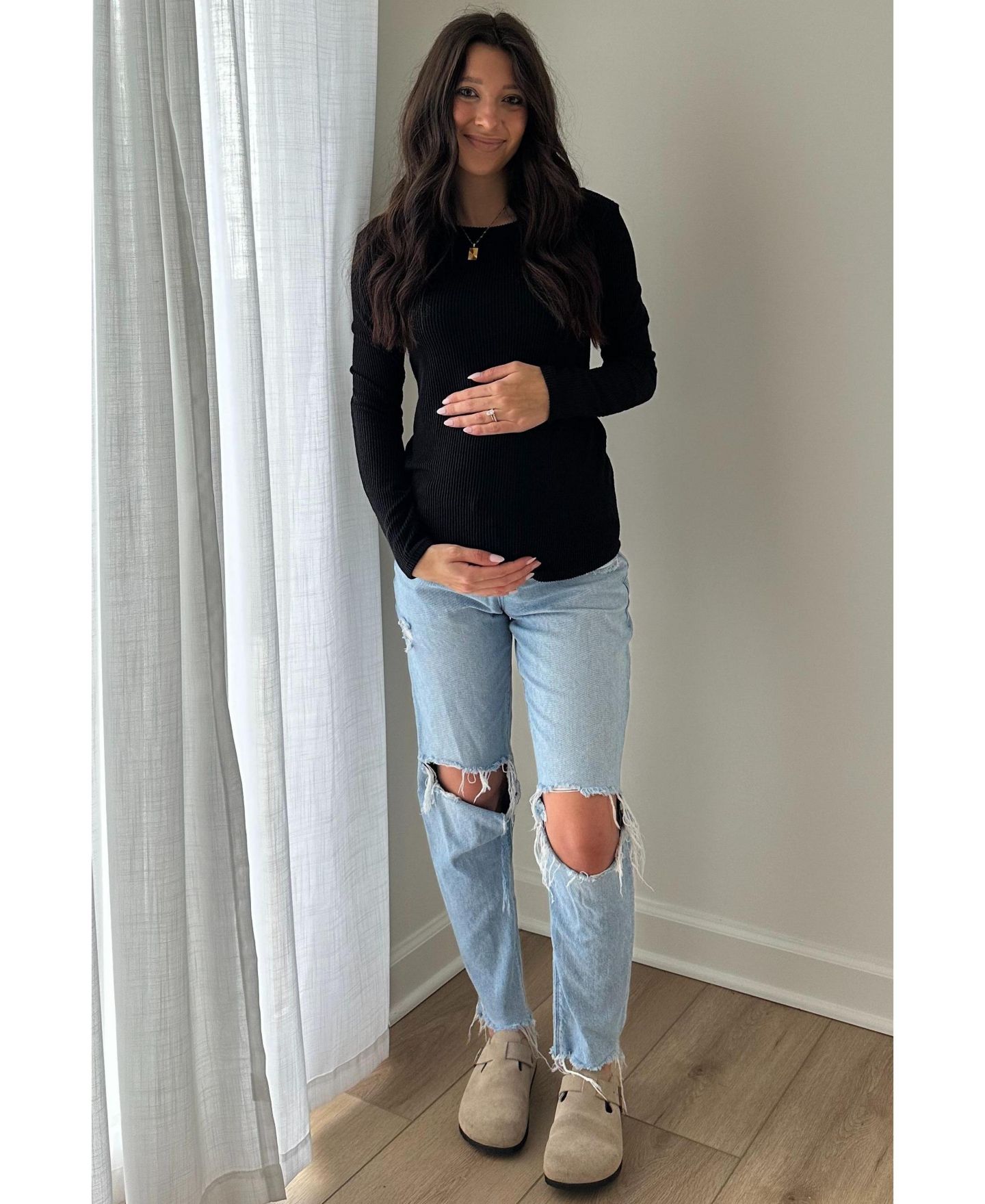 Женский топ Pinkblush Black Ribbed Scoop Neck Long Sleeve, цвет: Чёрный — фото 5