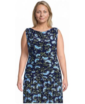 Plus Size Sleeveless Silky Knit Drape Front Top