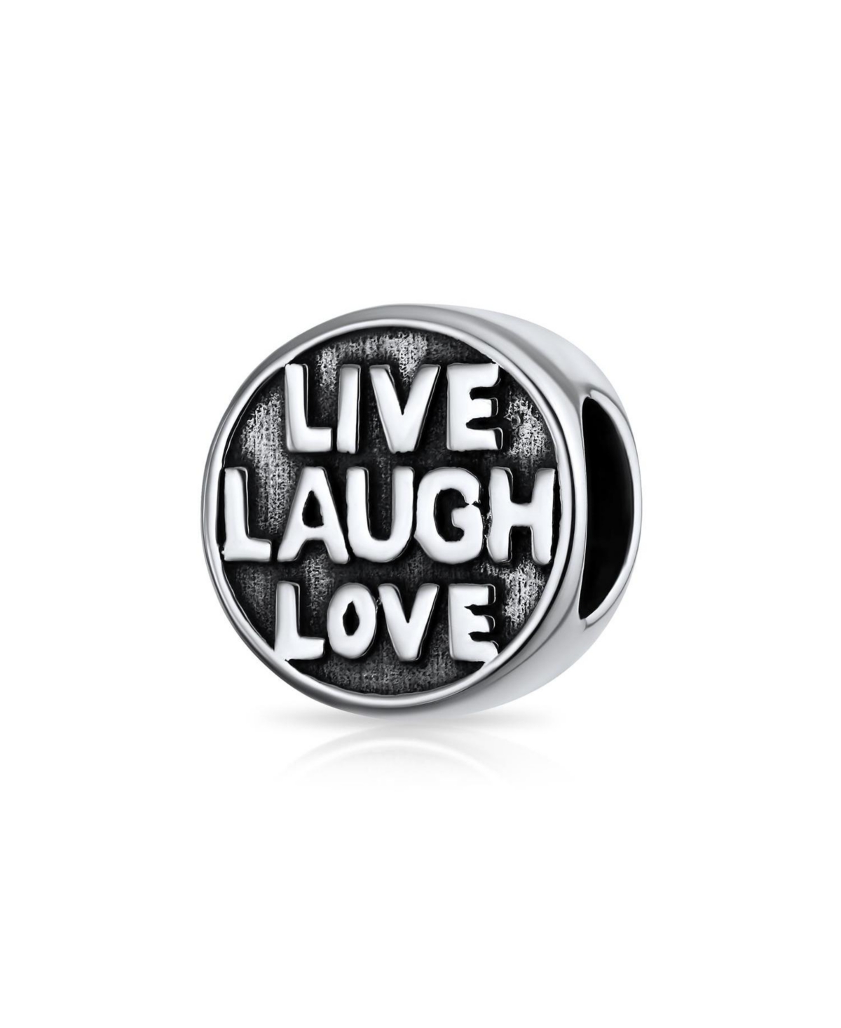 Bling Jewelry Sterling Silver Oxidized "Live Laugh Love" Charm - Silver