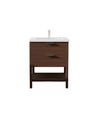24 Inch Freestanding Bathroom Vanity, Plywood Cabinet with Ceramic Integrated Sink