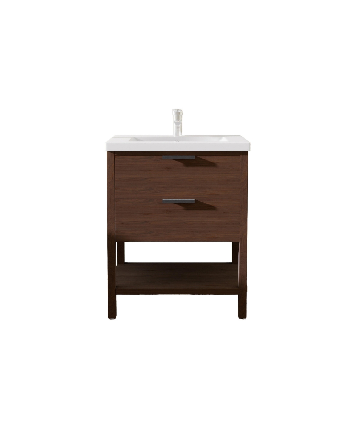 Thirtypeachy 24 Inch Freestanding Bathroom Vanity, Plywood Cabinet with Ceramic Integrated Sink - Brown