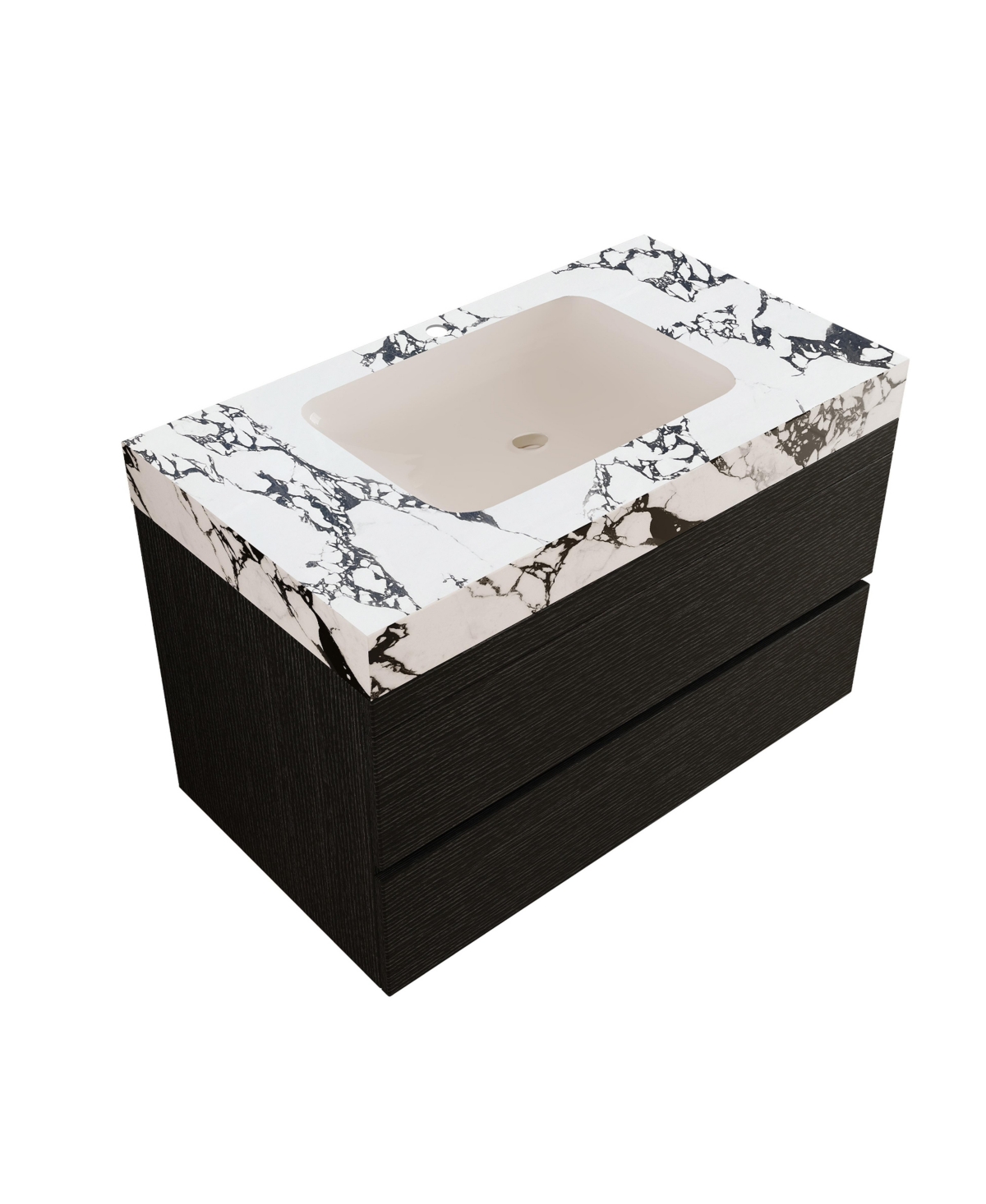 Thirtypeachy 29.9 Inch Floating Bathroom Vanity, Plywood Cabinet, Sintered Stone Top with Ceramic Undermount Sink - Black